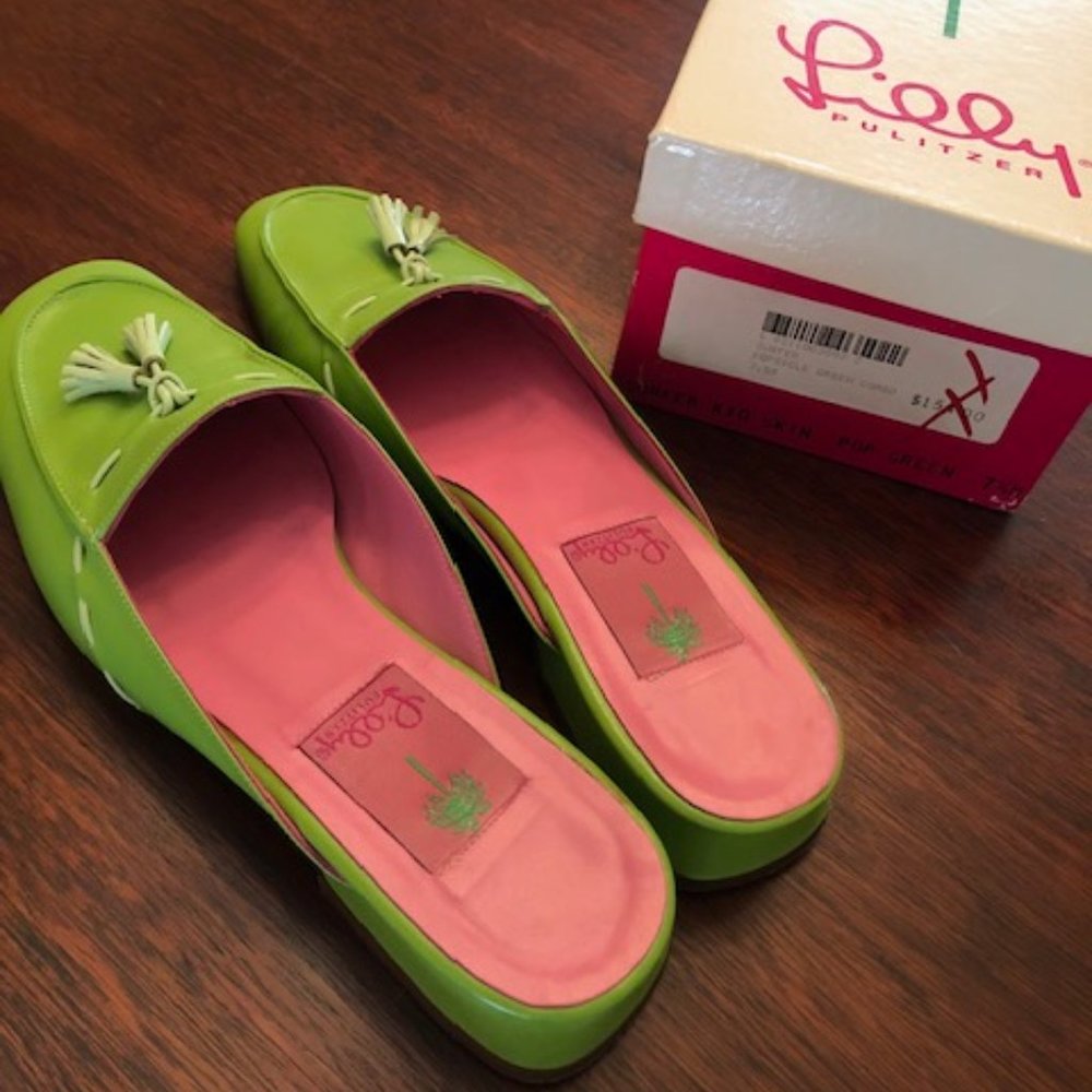 Vintage Lilly Tassel Slides 7 1/2 M Leather